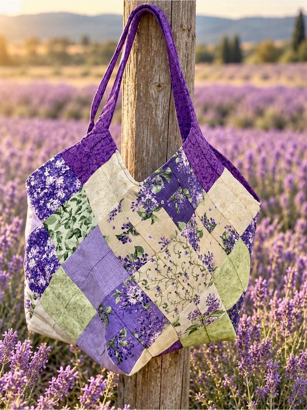 Lilac Blooms Mondo Bag. New. Tote  Quilted
